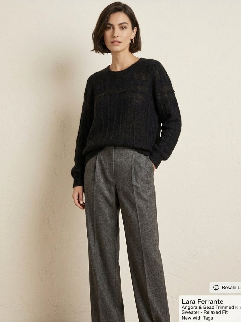 NWT VINTAGE Lara Ferrante Black Knit Women's Sweater